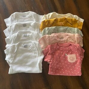 NEW Baby Bodysuit Bundle Carter's & Gerber Onesies Set of 9